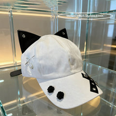 Retro Cat Ears Flat Brim Hat