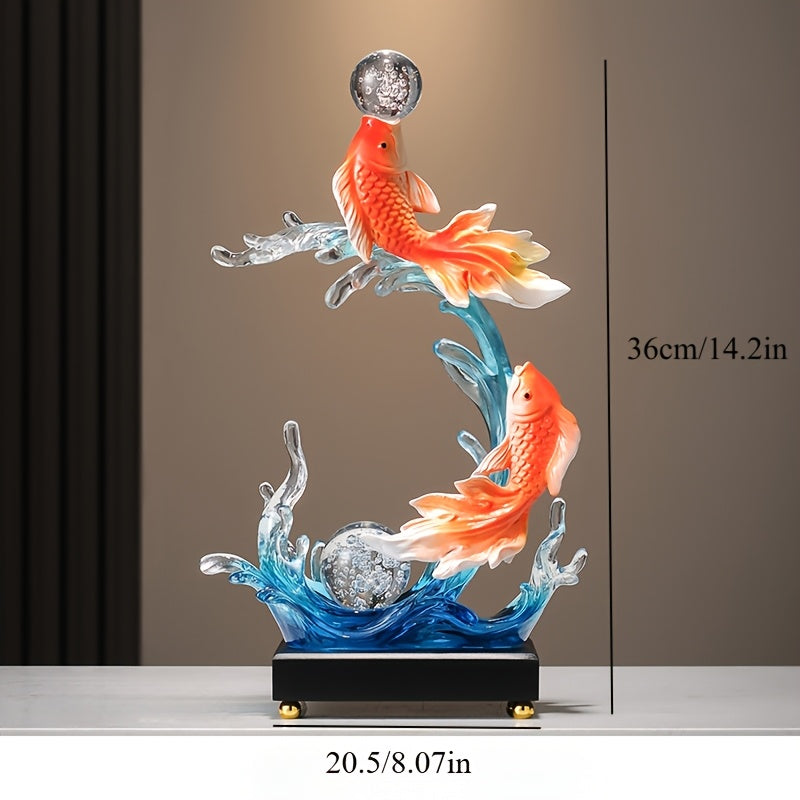 Elegant Ceramic Koi Fish Statue with Crystal Ball - Versatile Indoor Decor for Bedroom, Office, Shelf & TV Cabinet - Ideal Gift for Christmas, Thanksgiving, Valentine'S Day, Graduation, Koi Fish Decor
