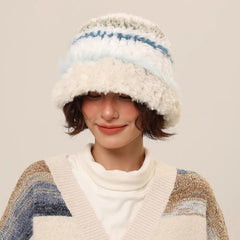 Retro Color-block Knit Beanie for Women