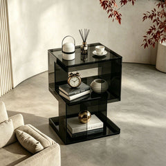 Acrylic Sofa Side Table with Storage, Modern Coffee Table