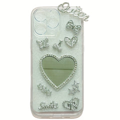 Bling Sparkling Phone Case with Mirror Adornments and Storage Box