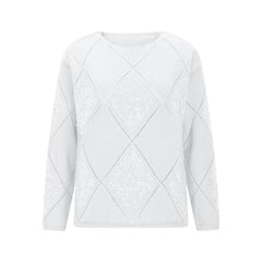 Hollow Sequin Knitted Sweater for Women's Autumn and Winter New Item, European and American Cross-border Diamond Grid Pullover Loose Sweater