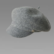 Women's Warm Gray Wool Beret Knitted Hat