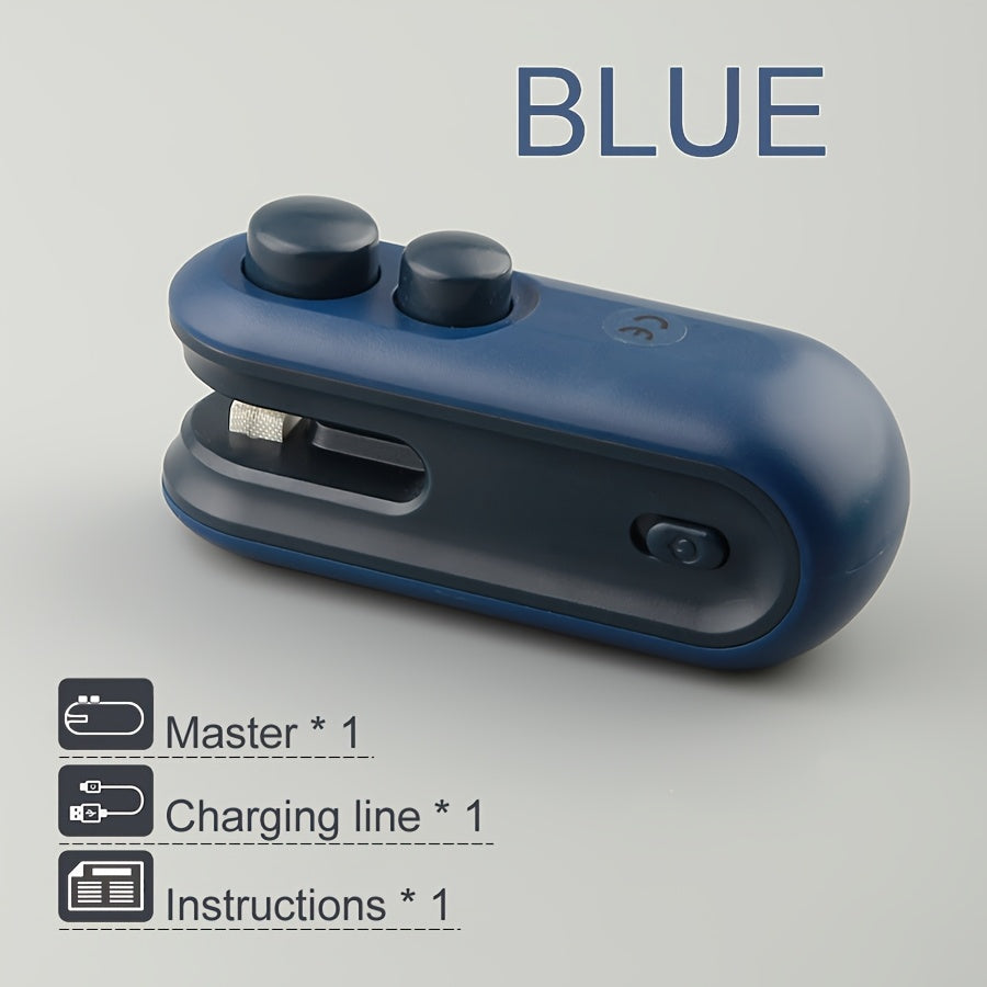 Snack Bag Sealer 1pc Snack Bag Sealer with Magnetic Closure - USB-Rechargeable Portable Seal Machine, Compact for Chips, Cookies, Lunch Boxes, Travel, Home & Office - Includes Charging Cable, White/Bl