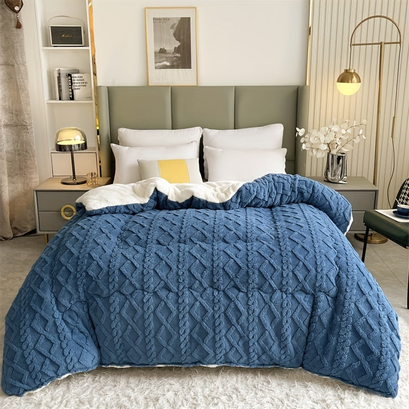 Contemporary Knitted Quilted Taffeta Blanket With Stripes All Season Machine Washable ㎡