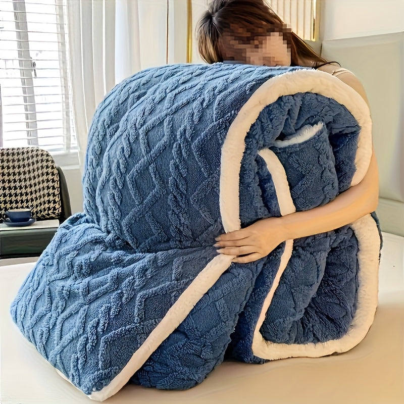 Warm Winter Plush Fleece Blanket Soft Quilted Luxury Thick Quilted Bedspread Non