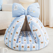 All-season enclosed pet bed with removable cushion for small dogs and cats