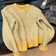 Spring and Autumn Thick Idle Style Small Knitted Cardigan Top