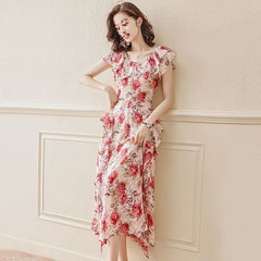 Women's Hooded Floral Chiffon Casual Dress
