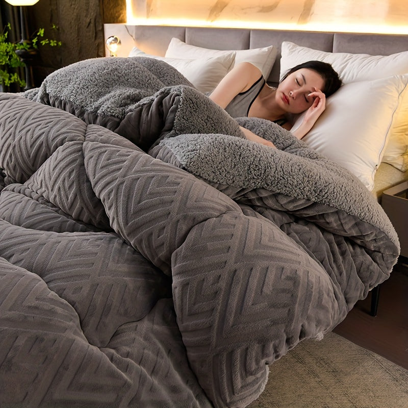 200G Ultra Soft Embossed Velvet Thickened Solid Color Plush Winter Comforter Lightweight