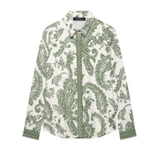 Retro Leaf Print Long Sleeve Shirt for Women