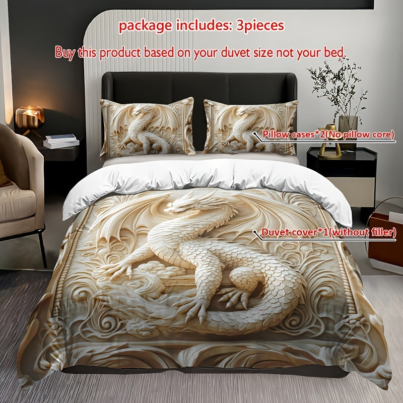 Dragon Totem Duvet Cover Set Duvet Cover Pillowcases High Definition Print Elegant
