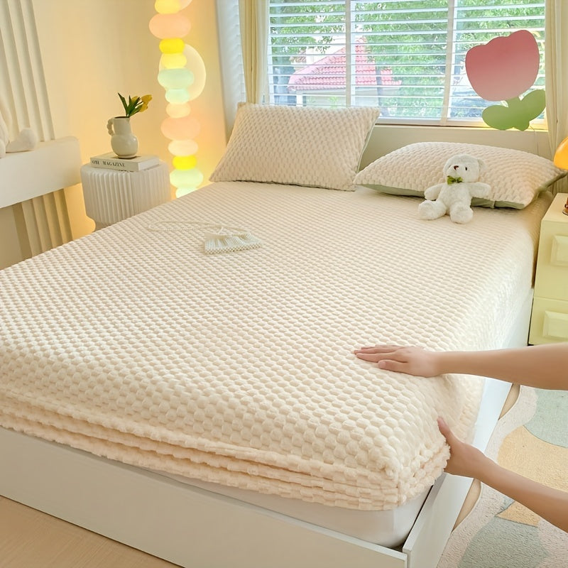 Doudou Velvet Thickened Milk Velvet Fitted Sheet Protector Cover Winter Warmth Soft