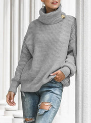 Autumn and Winter New Button Knitted Pullover Turtleneck Sweater