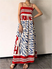 Small-fish Strap Printed New Long Dress One-piece Dress