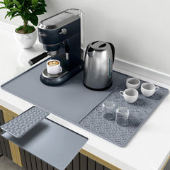 Silicone Coffee Mat 24 × 16 in – Non‑Slip Bar Mat with Detachable Drying Layer for Espresso Machines, Countertops and Dish Racks