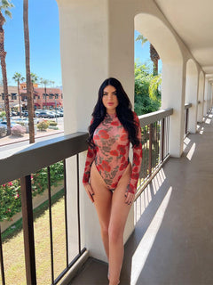 Floral Mesh Long-Sleeve Romper