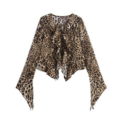V-neck Fitted Waist Spicy Girl-style Blouse Top