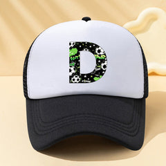 Mesh letter trucker cap for kids in sports style adjustable fit