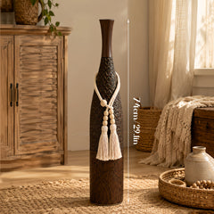 29 inch tall resin floor vase with striped pattern for home decor