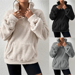 Autumn And Winter European And American Velvet Stand Collar Sweater