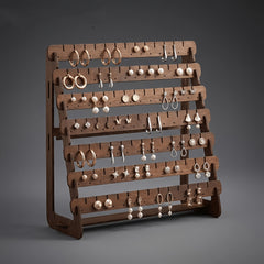 7-tier wooden earring display stand for stud and hook earrings
