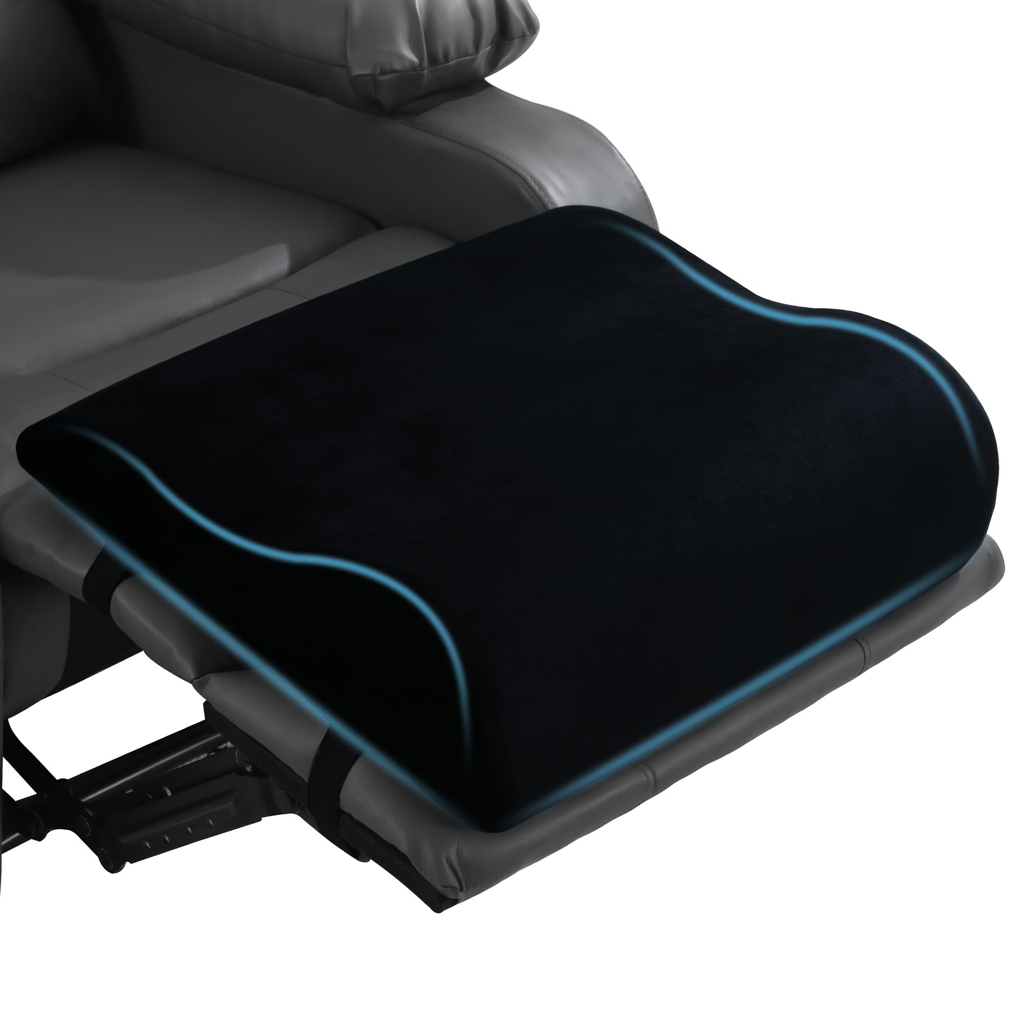 Ergonomic Recliner Leg Pillow With Lumbar Support Washable Cover Gray Black Polyurethane