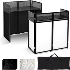 Portable Foldable DJ Booth Table with Metal Frame, Detachable 40×20 in Top, Adjustable Height, Carry Bag – 44×42.2×20.6 in