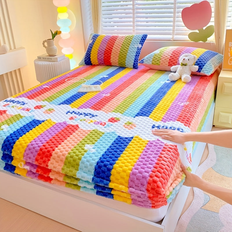 Doudou Velvet Thickened Milk Velvet Fitted Sheet Protector Cover Winter Warmth Soft
