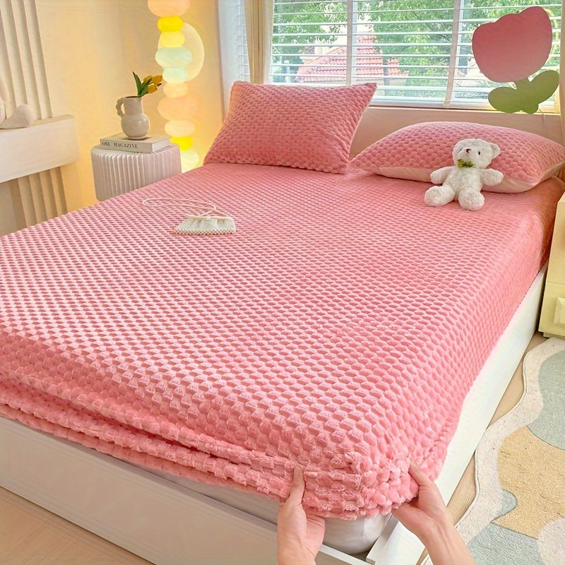 Doudou Velvet Thickened Milk Velvet Fitted Sheet Protector Cover Winter Warmth Soft