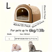 2-in-1 for cat & Dog House with Interactive Ball - Portable Pet Cave Bed & Hut, Top Handle for Easy Move, Soft Interior, Durable Construction