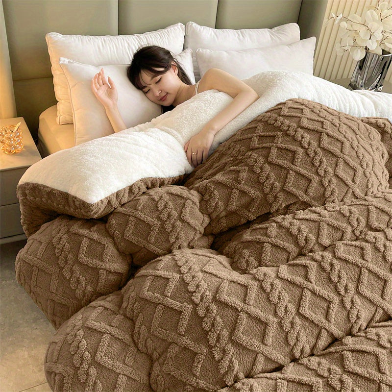 Taf Fleece Lamb Fleece Thick Quilt Geometric Texture Vintage Bohemian Style Fleece