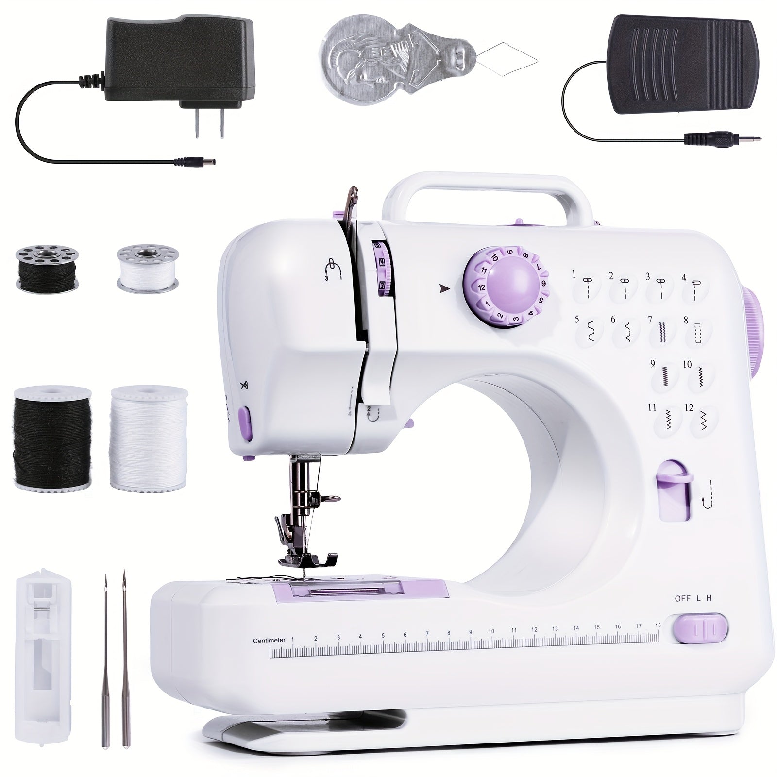 Portable Electric Sewing Machine Pro with 12 Stitches Patterns, Adjustable Speed, Overlock, Sewing Machine Parents, Beginners, Hobbyists, Lightweight, Easy to Use, Perfect for Repair, DIY, Crafting...