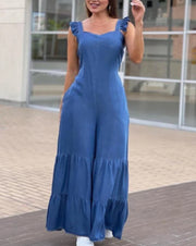 Chic Ruffle Sleeveless Flared Jumpsuit