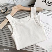 Plus Size I-Shaped Vest for Women - Cotton Fabric, Slim Fit, Wide Shoulder Strap