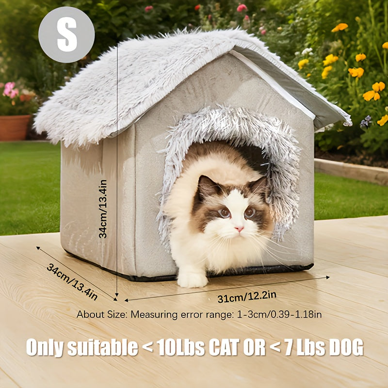 Plush Cute Pet House, All-Season Pet Bed, Dog House, Cat Cave, 2-in-1 Warm and Comfortable, Detachable Semi-Enclosed, Rich Colors and Sizes, Suitable for Cats and Ultra-Small