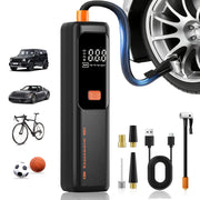 Portable air compressor and tire inflator for cars, bicycles, motorcycles, and sports equipment