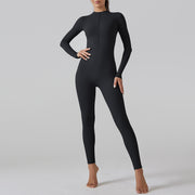 Women's Zip-Front Long Sleeve Skinny Jumpsuit