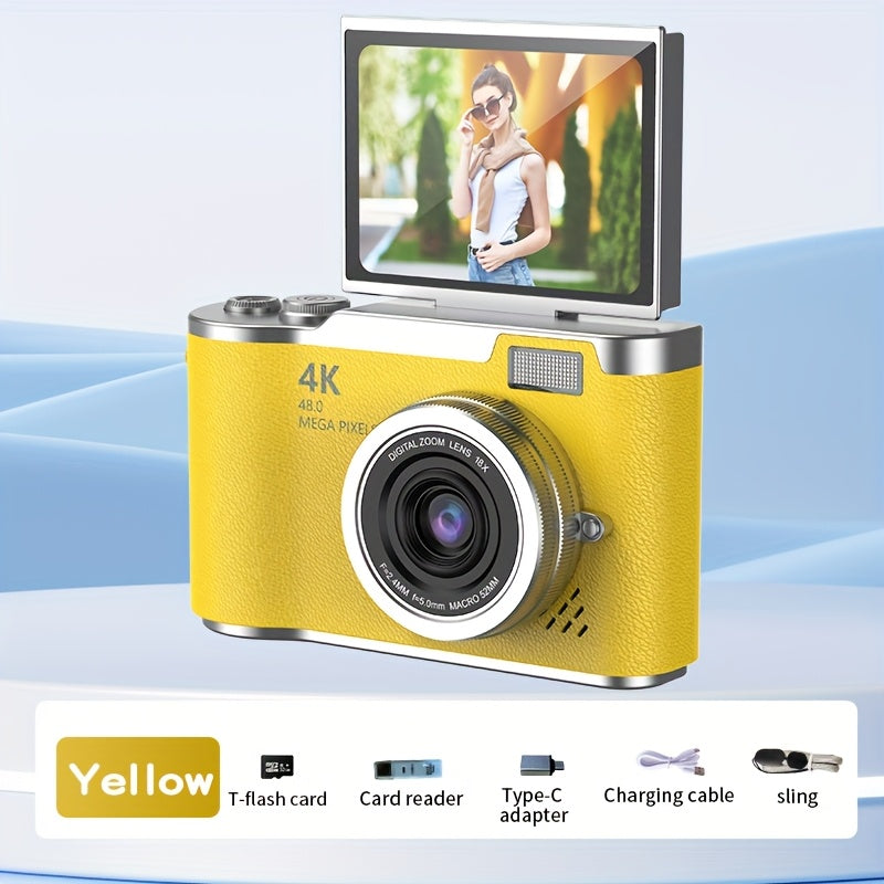 4K HD Digital Camera with 2.4-Inch Flip Screen, Professional Camcorder for Vlogging and Photography – Perfect Beginner's Gift for Thanksgiving & Christmas Holidays