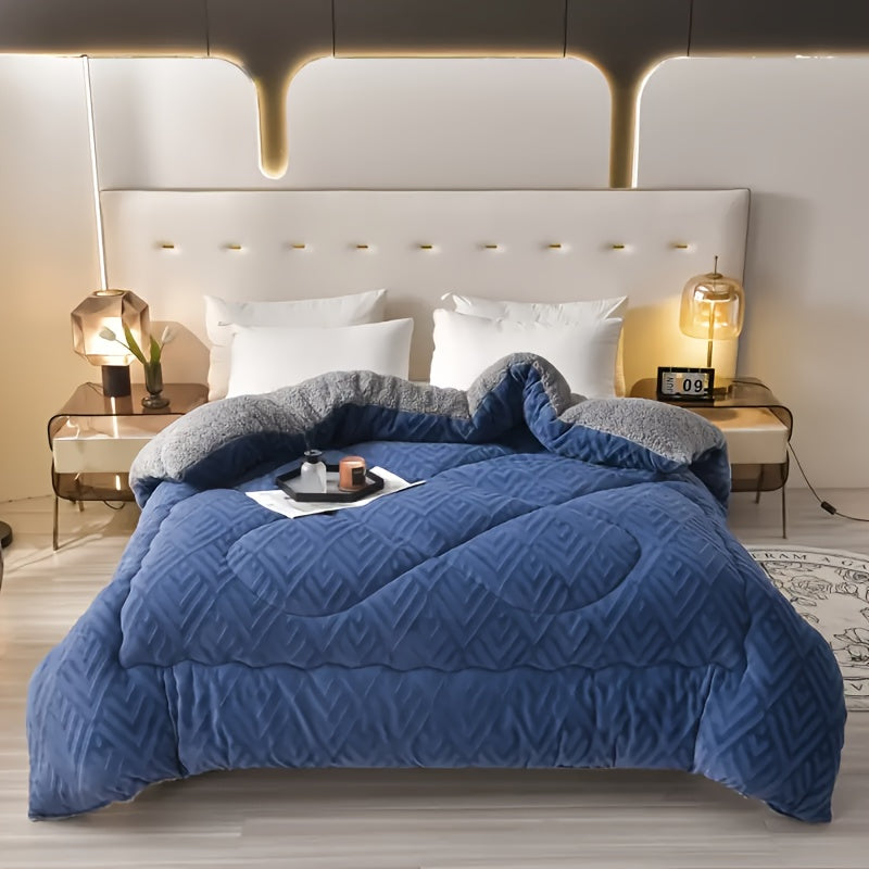 200G Ultra Soft Embossed Velvet Thickened Solid Color Plush Winter Comforter Lightweight
