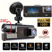 Triple camera dash cam with front and rear recording