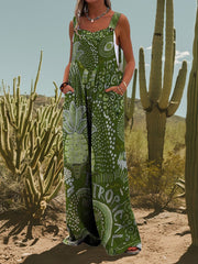 Chic Abstract Print Sleeveless Jumpsuit