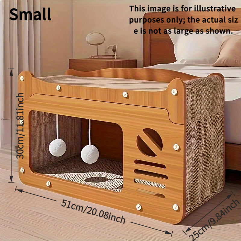 Two-in-one nest Indoor Cat House with Scratching Board, Sturdy Structure for Rest and Play | Protects Sofas & Furniture from Damage - Easy Assembly Multi-Level Design Hammock,