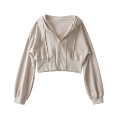 Women's Shoulder Hooded Double Zipper Sweater