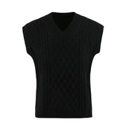 Women's V-neck Twisted Solid Color Top Sweater