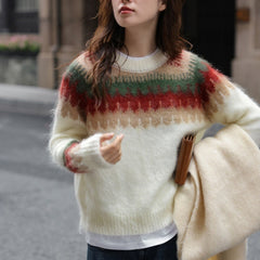Simple All-matching Cream Strawberry Mohair Clothing