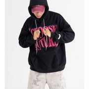 Trendy Foaming Letter Couple Hoodie for Streetwear Style