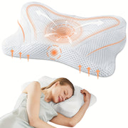 ergonomic memory foam cervical neck pillow for side back and stomach sleepers