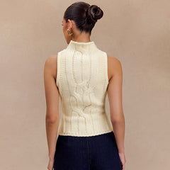 Texture Slim Fit Slimming Sleeveless Sweater Vest