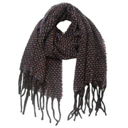 Warm Red Black Tassel Scarf for Men